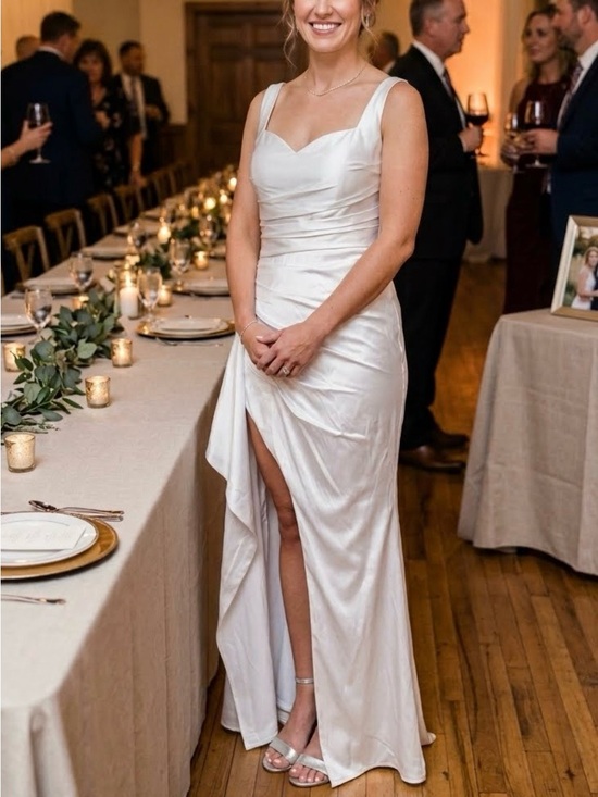 Dresses & Skirts - Elegant Satin Evening Dress with Side Slit